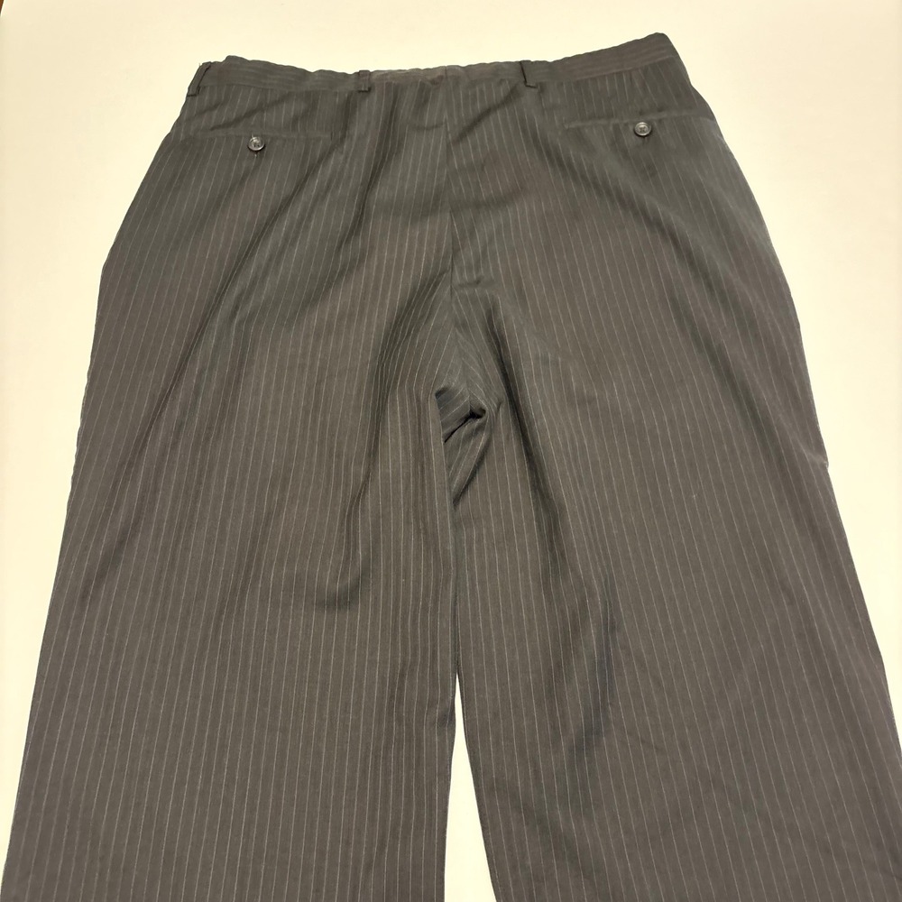 Joseph & Feiss Dress Pants Mens 36 Charcoal Grey Pinstripe 100% Wool Cuffed Hem